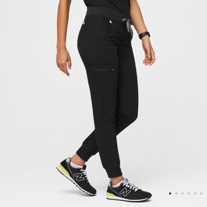 FIGS Zamora Jogger Scrub Pants Black Adjustable Drawstring Scrubs Size Small